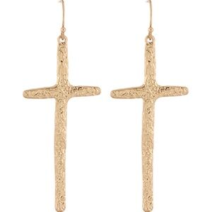 Hammered Bold Cross Earrings